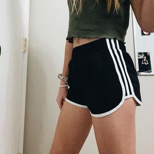 Adidas black and white running shorts.